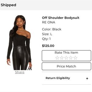 Re Ona Black Asymmetric One-Shoulder Long Sleeve Bodysuit